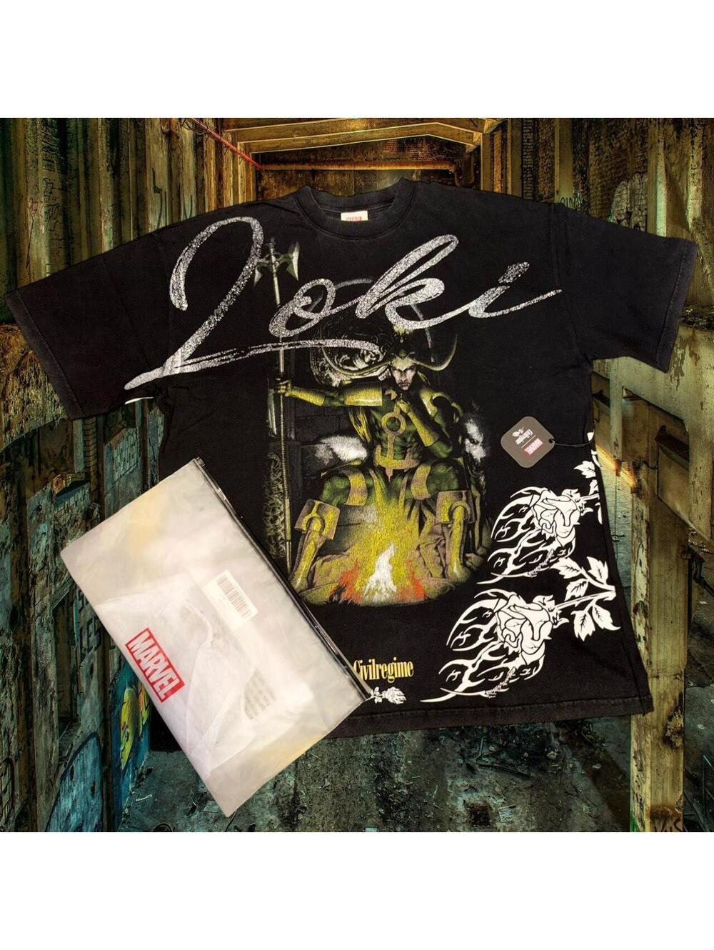 Civil Regime x Marvel King “Loki” American Classic Tee in Vintage Black **RARE**